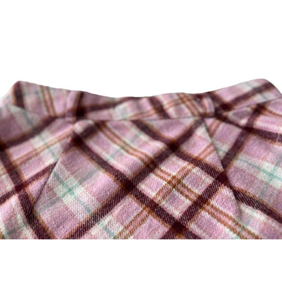 FOREVER 21 FLAT WAISTBAND FLARED MINI SKIRT, JUNIORS, XS-PINK BURGUNDY, GOLD GEO - Picture 7 of 12